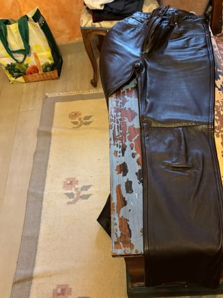 Pantalón cuero mujer marrón