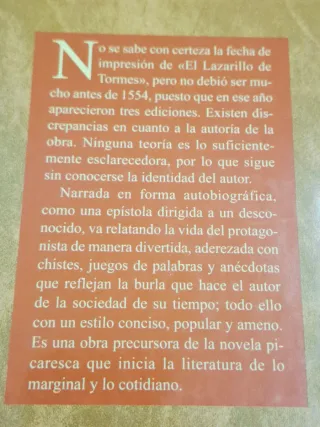 Libro El Lazarillo de Tornes 'Anónimo" Edito/Alba