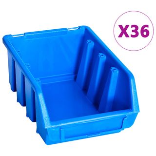 Kit 96 Cajas Almacenaje Azul Plástico
