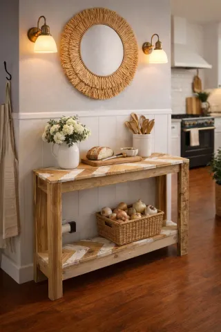 Consola espiga madera reciclada