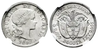 Moneda Colombia 10 Centavos 1897 Bogotá MS 64 NGC