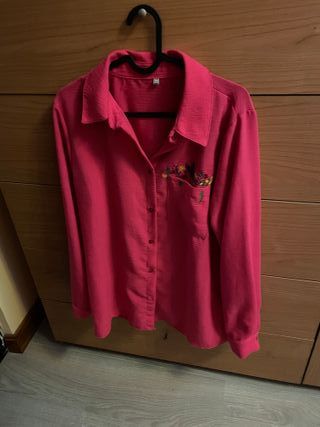 Camisa rosa bordada 40/42 Regalo san Valentín