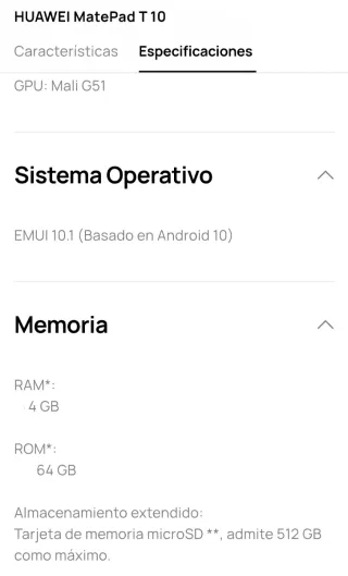 Huawei MatePad T 10 Negro 64Gb y 4gb memoria RAM