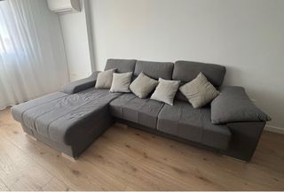 Sofá chaise longue gris