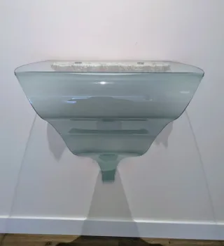 Consola cristal curvado y piedra