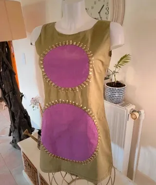Vestido Vintage Khaki y Morado