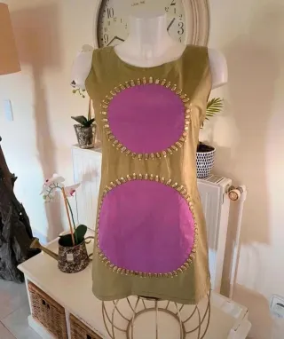 Vestido Vintage Khaki y Morado