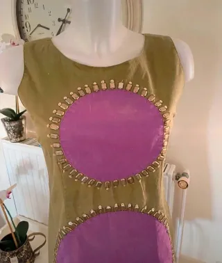 Vestido Vintage Khaki y Morado