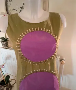 Vestido Vintage Khaki y Morado