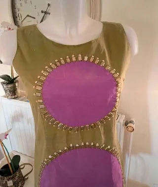 Vestido Vintage Khaki y Morado