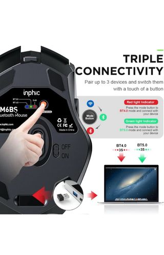 Ratón INPHIC Bluetooth Recargable Trimodo