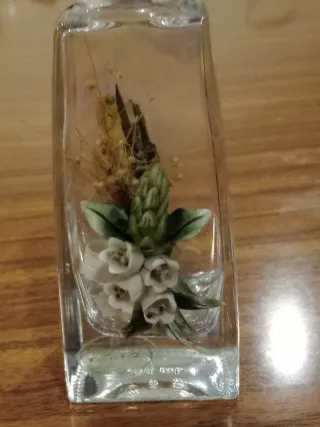 Frasco Decorativo Cristal Flores Secas