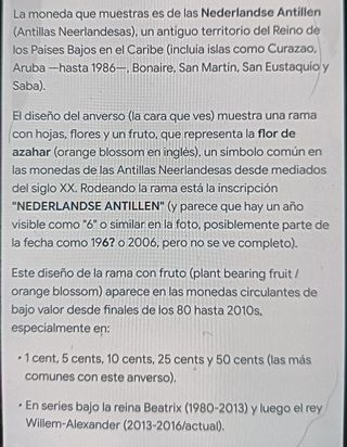 Monedas 25c Antillas Neerlandesas 1993 10€/unidad