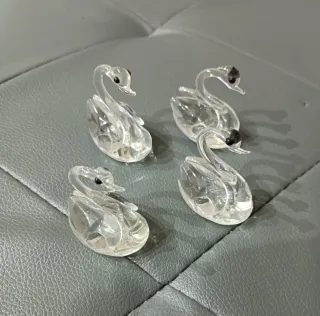 Lotto di Cigni in vetro di Murano e cristalli