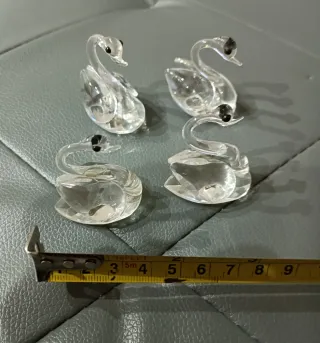 Lotto di Cigni in vetro di Murano e cristalli