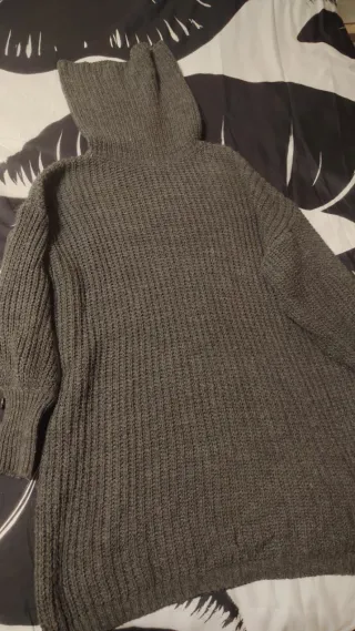 Jersey de punto cuello alto gris