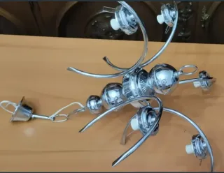 Lámpara colgante  niquelada y cristal