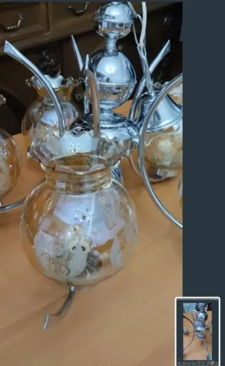 Lámpara colgante  niquelada y cristal