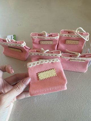 Sacchetti bomboniere tessuto e juta 18 pezzi