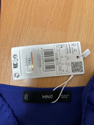 Top lencero Mango azul talla M