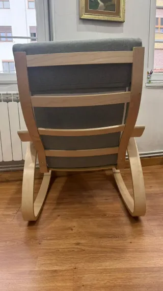 Sillón Mecedora Madera y Tela Verde agua