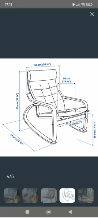 Sillón Mecedora Madera y Tela Verde agua