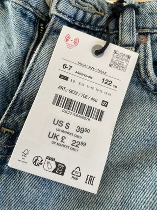 Pantalón vaquero niña Zara a estrenar