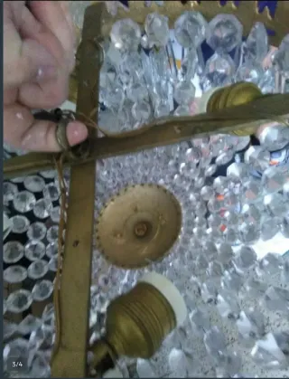 Lámpara de techo cristal y bronce