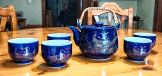 Juego de té chino porcelana azul