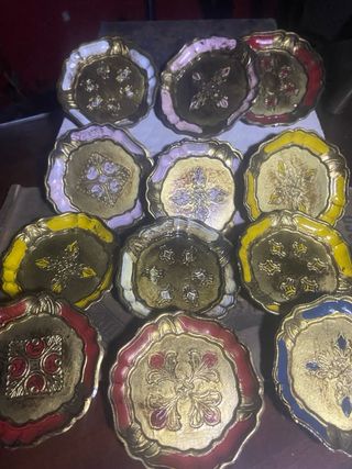 12 Sottobicchieri vintage decorati e laccati