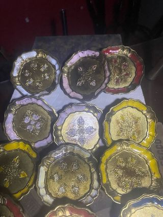 12 Sottobicchieri vintage decorati e laccati