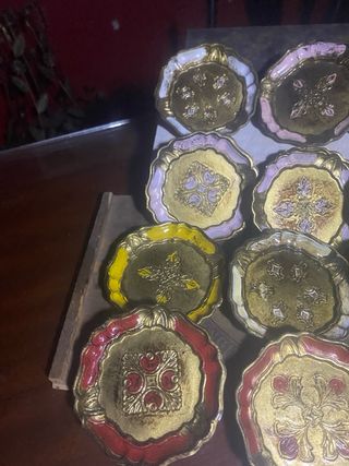 12 Sottobicchieri vintage decorati e laccati