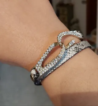 Bracciale donna effetto serpente strass