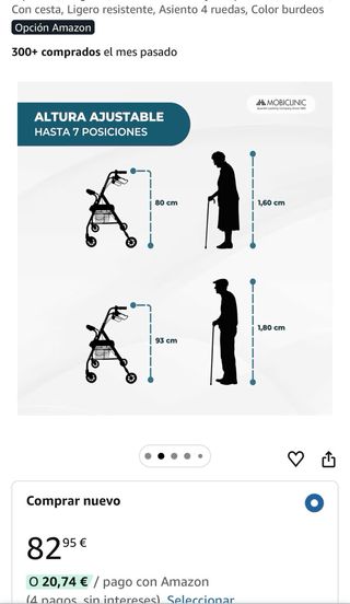 Andador 4 ruedas con cesta y frenos