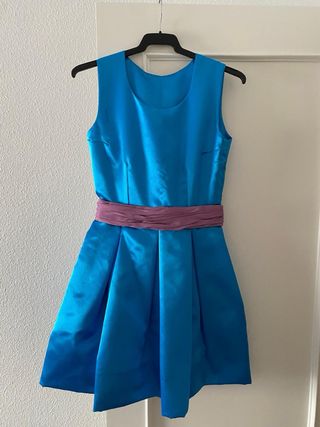 Vestido de ceremonia azul y morado niña