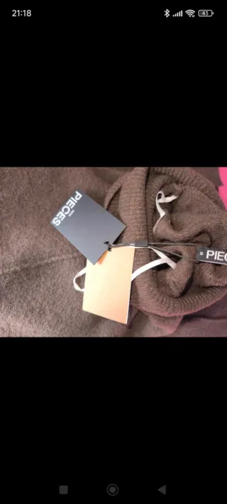 Vestido largo Pieces marrón