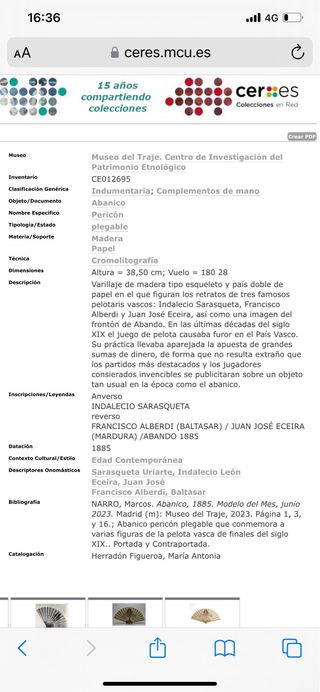 Abanico pelotaris vasco enmarcado.