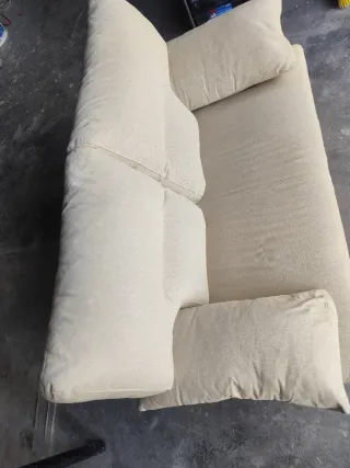 Sofá de tela beige y gris 150x80