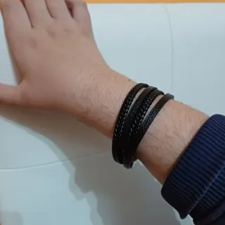 Pulsera de cuero trenzado para hombre