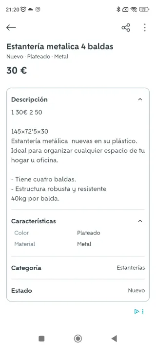 Estantería metálica plateada