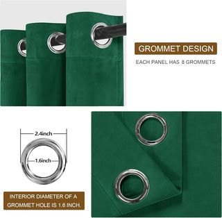 Juego de 2 cortinas de terciopelo verde