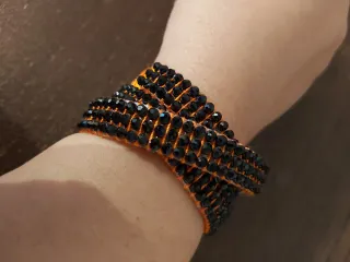 Bracciale donna nero arancione strass