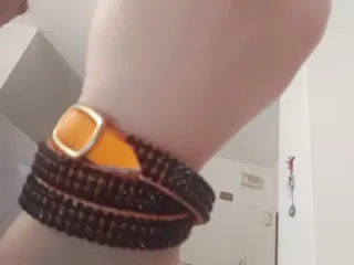 Bracciale donna nero arancione strass