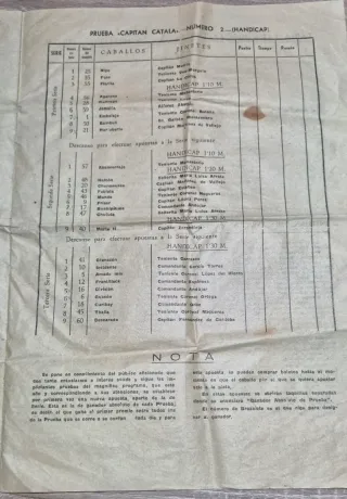 Programa de Concurso Hípico de Córdoba de 1957