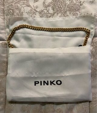 Pinko Pochette Nera con Strass e Catena Oro