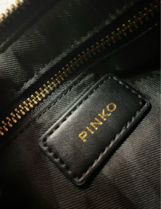 Pinko Pochette Nera con Strass e Catena Oro