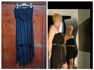 Vestido de fiesta negro sin tirantes