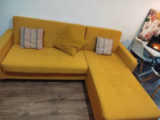 Sofá modular amarillo tela