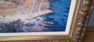 Cuadro con marco dorado y azul.Miquel Solis