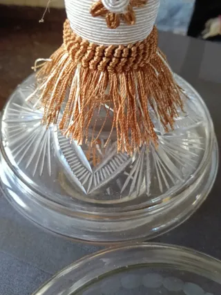 Juego tocador cristal tallado antiguo